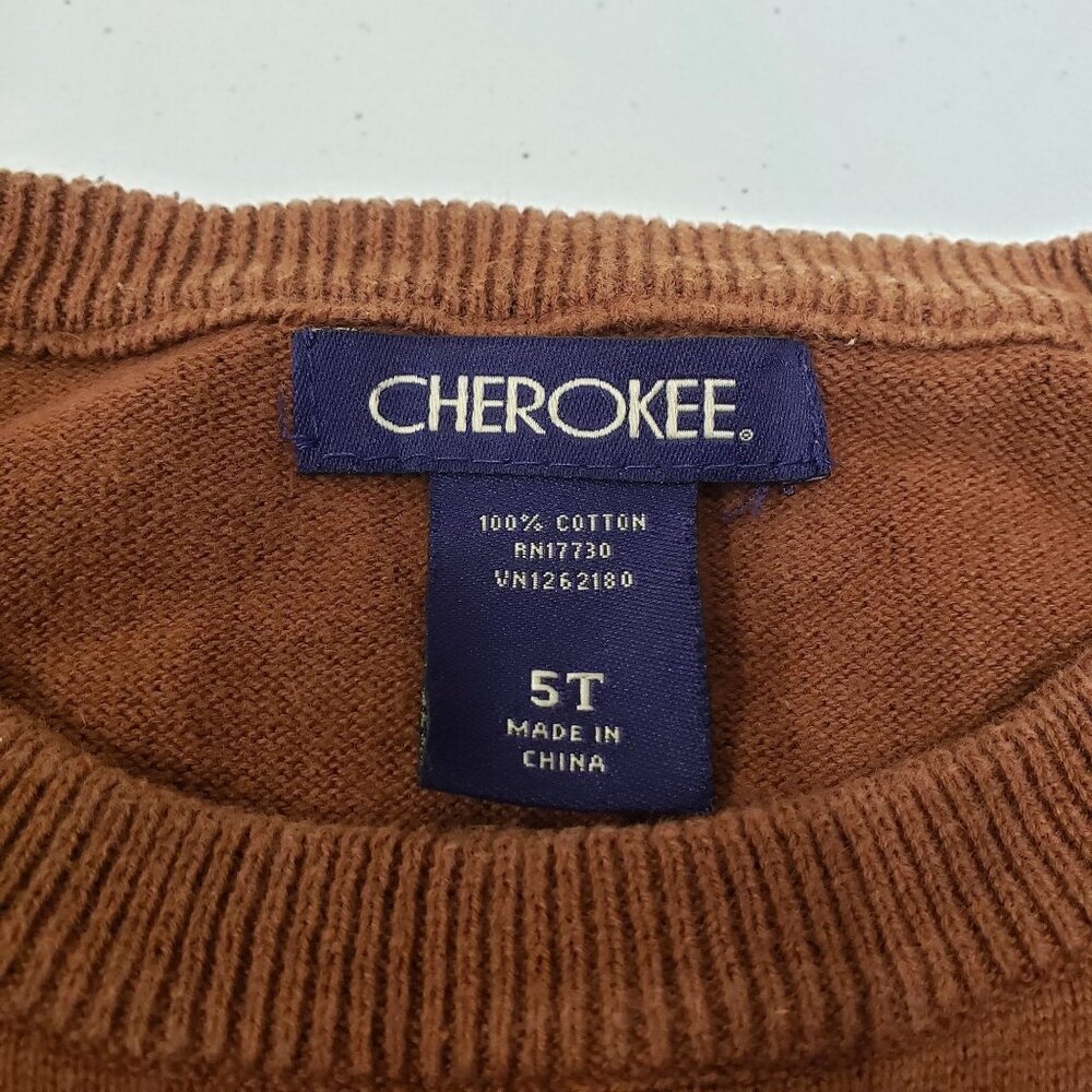 Cherokee Boys Brown Orange Fox Sweater Size 5T - Picture 4 of 8